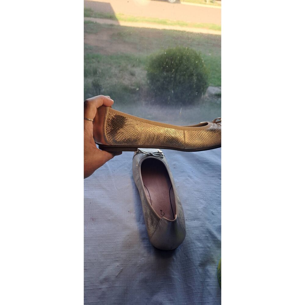 Vionic Minna Ballet Flats Women’s Size 9 Leather Metallic Gold Snake Print Bow C - Picture 5 of 8